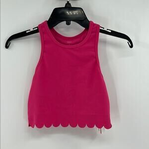 AQUA Athletic Women's Scallop Hem Crop Top - Magenta Pink - Small - NWT